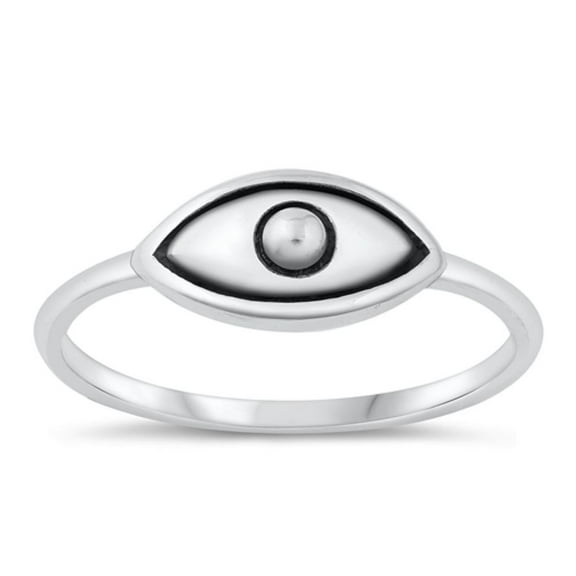 Unique Evil Eye Ring .925 High Polished Sterling Silver Band Jewelry Female Male Unisex Size 7