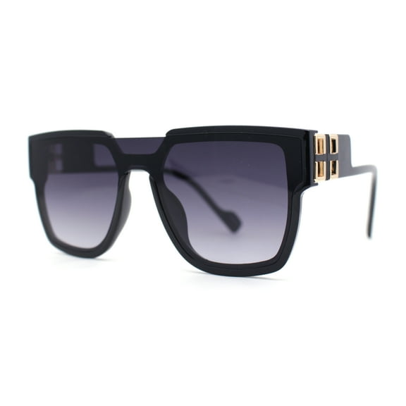 Unique Exposed Lens Bridge Inset Lens Horn Rim Fashion Sunglasses Black - Smoke