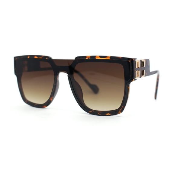 Unique Exposed Lens Bridge Inset Lens Horn Rim Fashion Sunglasses Tortoise - Brown