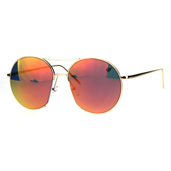 Unique Exposed Lens Color Mirror Lens Round Designer Fashion Sunglasses Gold Orange