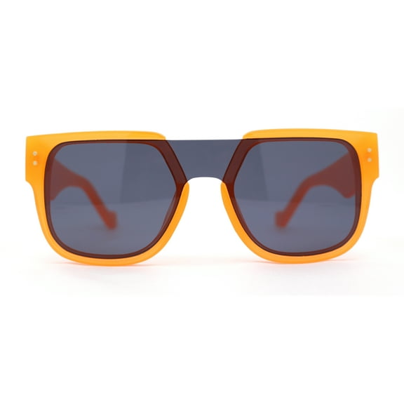 Unique Exposed Shield Lens Bridge Retro Horn Rim Sunglasses Orange - Black