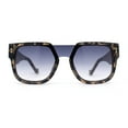 thumbnail image 1 of Unique Exposed Shield Lens Bridge Retro Horn Rim Sunglasses Slate Tortoise - Smoke, 1 of 4