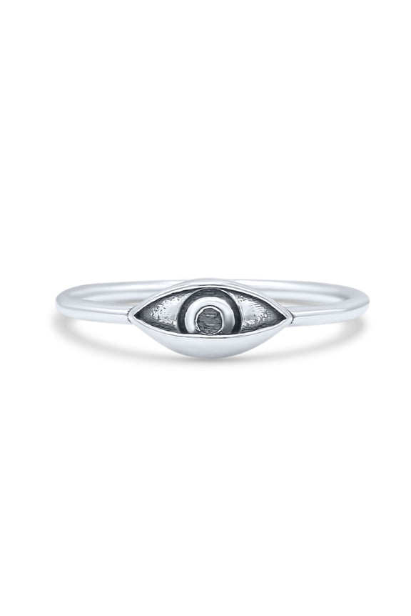 Unique Eyeball Oxidized Minimalist Half Closed Eye Ring Band 925 Sterling Silver Size 10