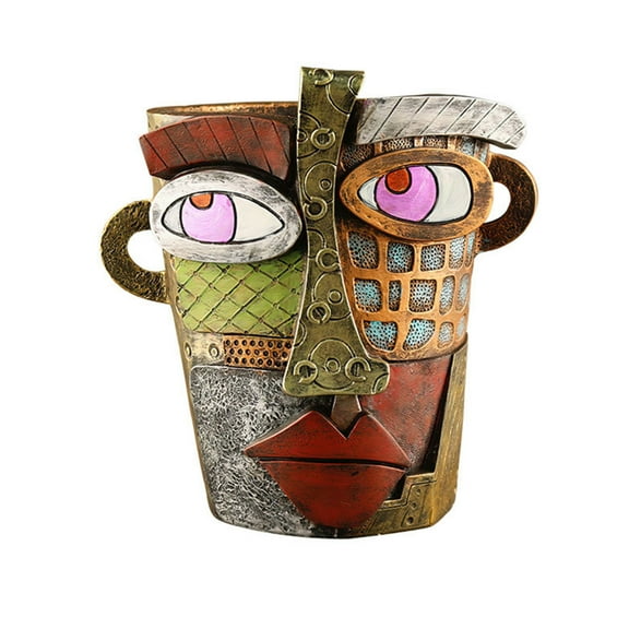 Unique Face Planters Pots Head - Rainbow Head Planters Pots Container Decorative Flower Pot for Indoor Outdoor Plants, Colorful Face Art Abstract Resin Flower Pot Planter