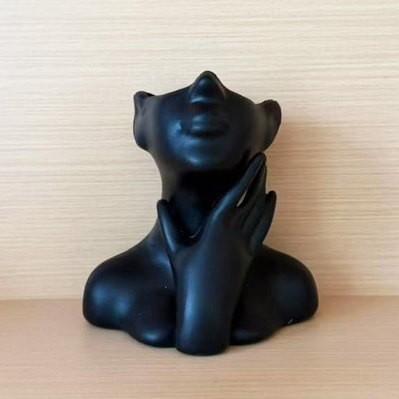 Unique Face Resin Vase, Female Form Body Face Art Vase, Modern Small Flower Planter, Creative Makeup Brush Storage, Decorative Head Vases for Home Office Bookshelf Table Shelf Vases