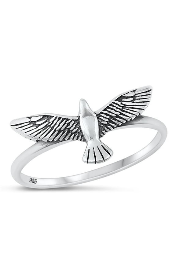 Unique Falcon Soaring Ring .925 Sterling Silver Eagle Band Jewelry Female Male Unisex Size 4