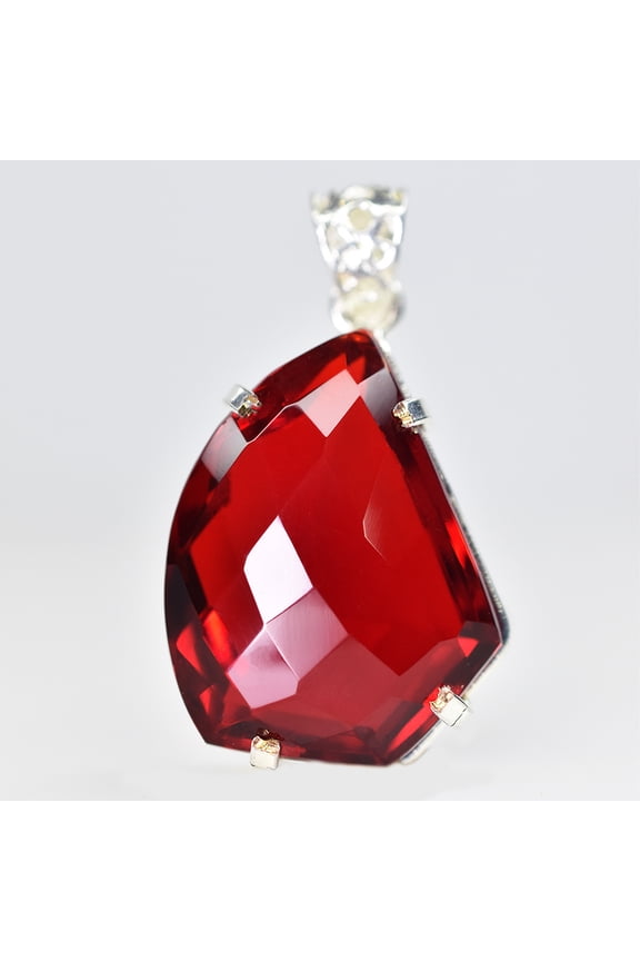 Unique Fancy Cut 84 Ct Lab Created RED Ruby Gems Pendant Jewelry Free Delivery