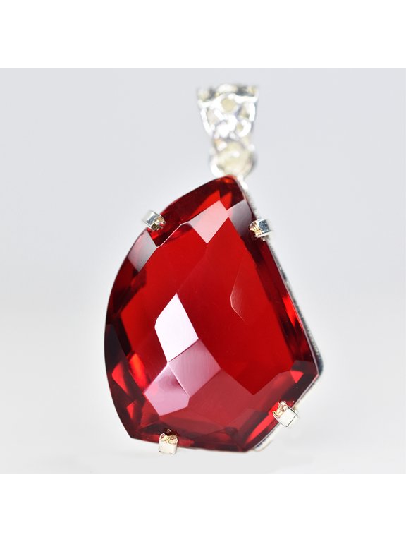 Unique Fancy Cut 84 Ct Lab Created RED Ruby Gems Pendant Jewelry Free Delivery