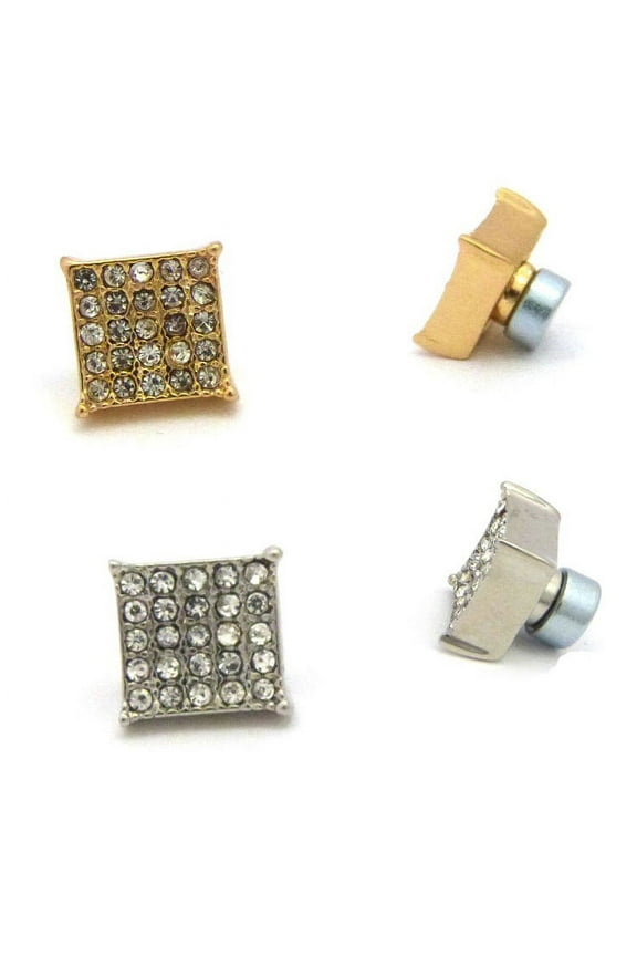 10mm Rhinestone Square Shape Magnetic Stud Earring (No Piercing Required)