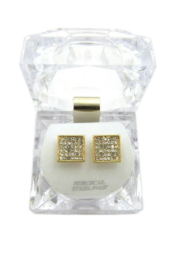 8.9mm Rhinestone Square Shape Magnetic Stud Earring No Piercing Required