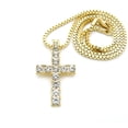thumbnail image 1 of Unique Fashion 21 Unisex Stone Filled Cross Pendant Box Chain Necklace in Gold Tone, 1 of 2