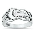 thumbnail image 1 of Unique Filigree Ring .925 Sterling Silver Deco Crescent Moon Band Jewelry Female Male Unisex Size 8, 1 of 4