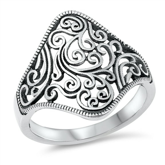 Unique Filigree Swirl Bali Style Ring .925 Sterling Silver Band Jewelry Female Male Unisex Size 7