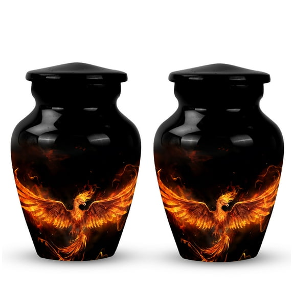Unique Fire Phoenix Wings Urn For Ashes Mom & Dad - Mini Cremation Urn For Adult Ashes Male & Female - Burial Urns For Adult Human Ashes - Small Cremation Keepsake Urns For Ashes Set Of 2