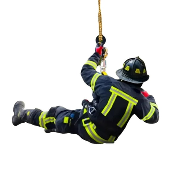 Unique Firefighter Christmas Ornament - Personalized Acrylic Fireman Hanging Pendant for Xmas Tree Holiday Party Decoration