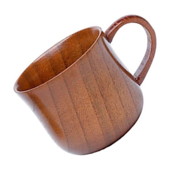 Unique Flared Wooden Cup With Comfort Handle Heatproof Construction Coffee Mug For Hot Beverages Home Kitchens Essential