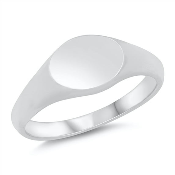 Unique Flat Oval Modern Engravable Ring .925 Sterling Silver Band Jewelry Female Male Unisex Size 8
