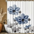 thumbnail image 1 of Unique Floral Blue Shower Curtain for Bathroom Decor, Blue and Grey Daisy Flower Elegant Wildflower Design Farmhouse Shower Curtains with Hooks Set, 72x72 Inches, 1 of 6