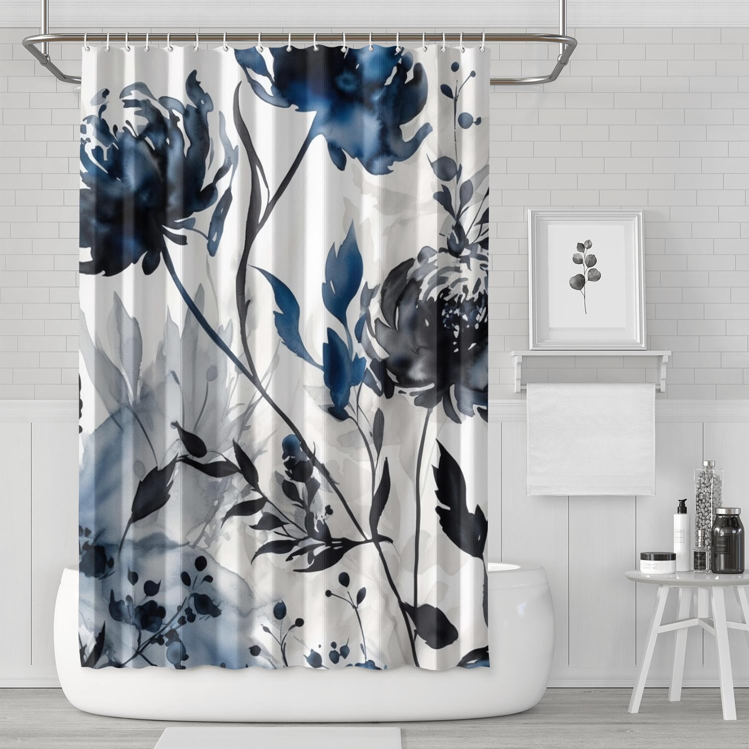 Blue Grey Bathroom Curtains