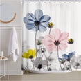 thumbnail image 1 of Unique Floral Colorful Shower Curtain for Bathroom Decor, Blue Pink Gray Daisy Flower Elegant Wildflower Design Farmhouse Shower Curtains with Hooks Set, 72X72 Inches, 1 of 6