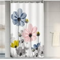 thumbnail image 1 of Unique Floral Colorful Shower Curtain for Bathroom Decor, Blue Pink Gray Daisy Flower Elegant Wildflower Design Farmhouse Stall Shower Curtains with Hooks Set, 36 X 72 Inches, 1 of 6