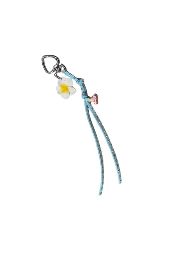 Unique Floral Keyring with Studded Detail Alloy Metal Soft Clay Decorative Pendant for Bags Backpacks