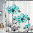 thumbnail image 1 of Unique Floral Shower Curtain for Bathroom Decor, Teal and Gray Daisy Flower Elegant Wildflower Design Farmhouse Shower Curtains with Hooks Set, 71 X 84 Inches, 1 of 6