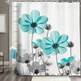 thumbnail image 1 of Unique Floral Shower Curtain for Bathroom Decor, Teal and Gray Daisy Flower Elegant Wildflower Design Farmhouse Shower Curtains with Hooks Set, 71x71 Inches, 1 of 6