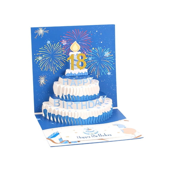 Unique Foldable Cake Birthday Card Surprise Birthday Party Cake Card with Envelope Popup Greeting Card