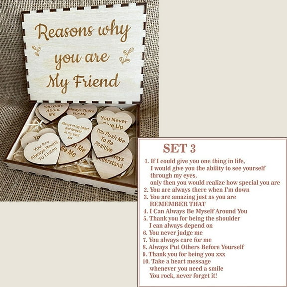 Unique Friendship Gift - Reasons Why You are My Friend, 10 Reasons Why You are My Friend, Wooden Hearts in The Box Friendship and Bestie Gifts for Friends, Friendship Keepsake
