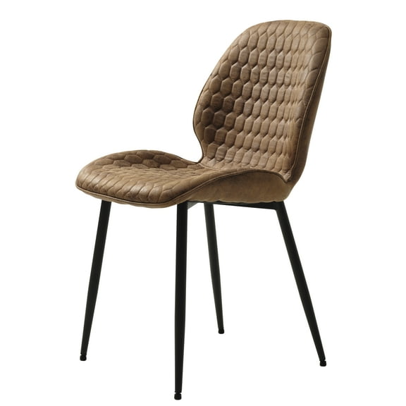 Unique Furniture 18.9''H Honeycomb Textured Dining Chair in Tan/Black (Set of 2)