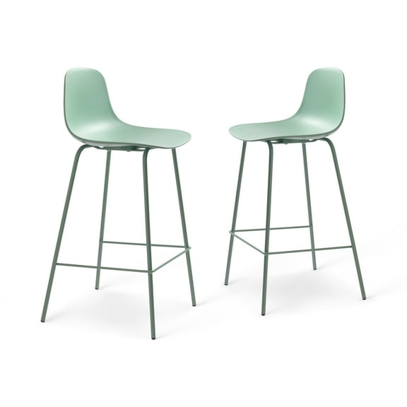 Unique Furniture 26.6''H Metal Frame/Plastic Counter Stool Mint Green (Set of 2)