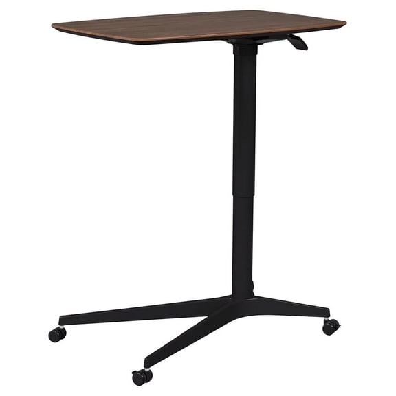 Unique Furniture 28" Height Adjustable Lift Table with Metal Base in Walnut