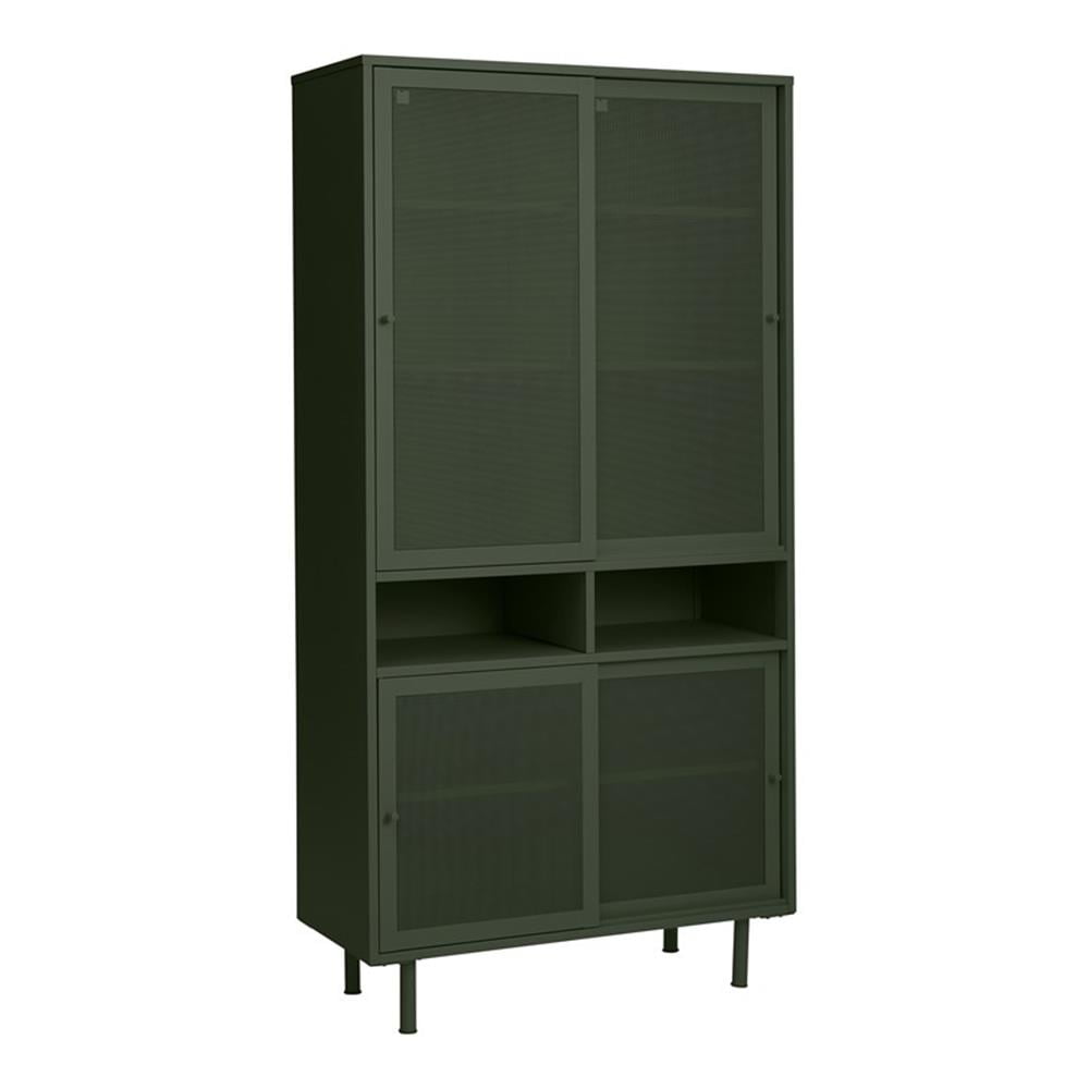 Olive Green Metal Mesh 71'' Cabinet with Shelves