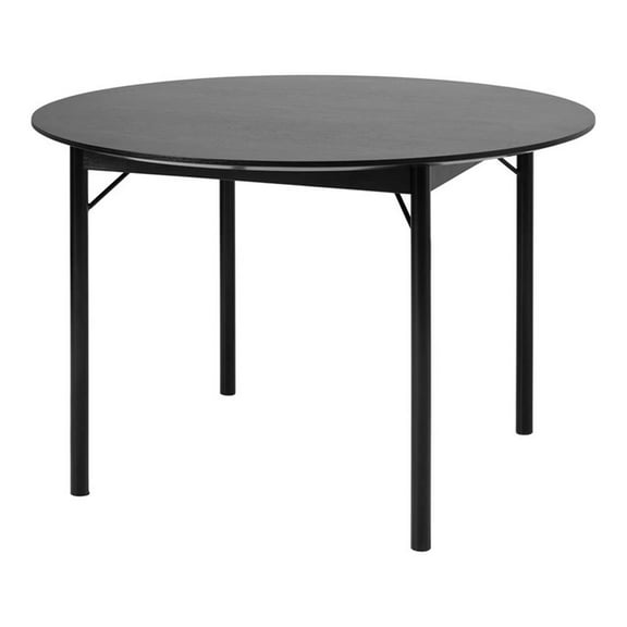 Unique Furniture Contemporary 47" Round Dining Table with Black Oak