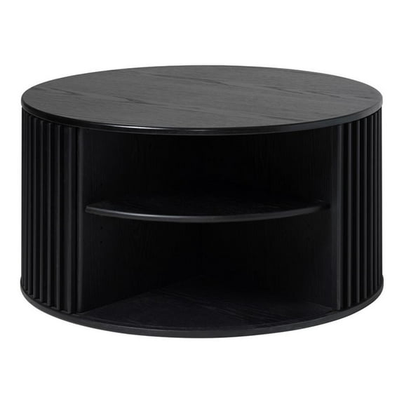 Unique Furniture Contemporary Hidden Storage Coffee Table with Black Oak