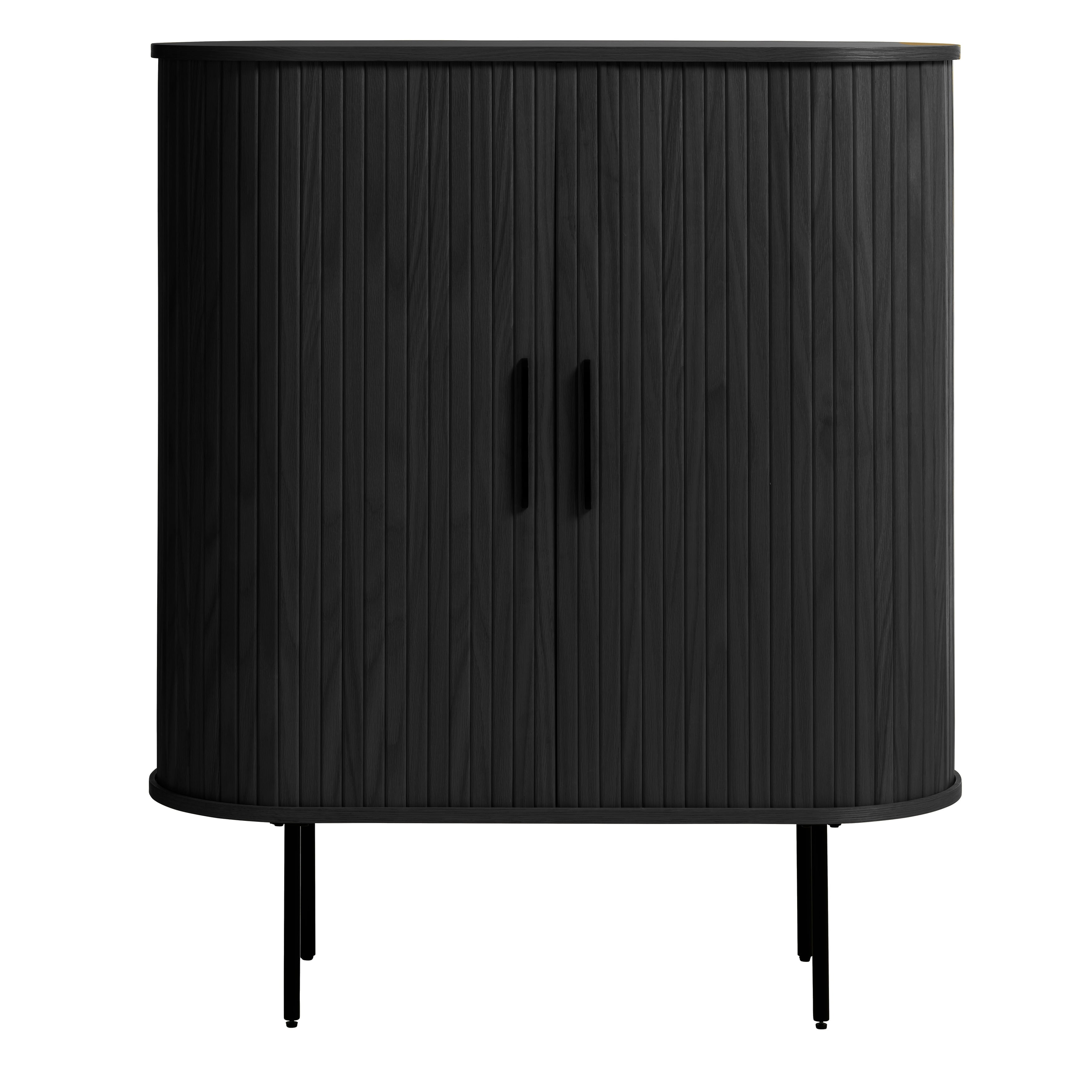 Black Oak Mid-Century Modern Adjustable Shelving Cabinet