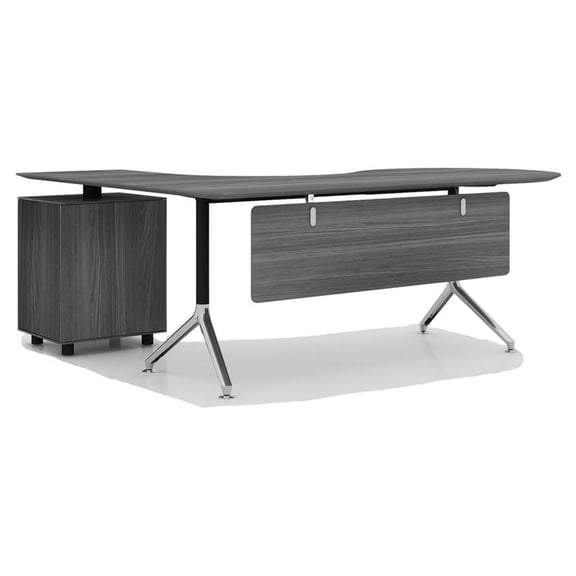 Unique Furniture Executive Desk With RSF Return in Gray