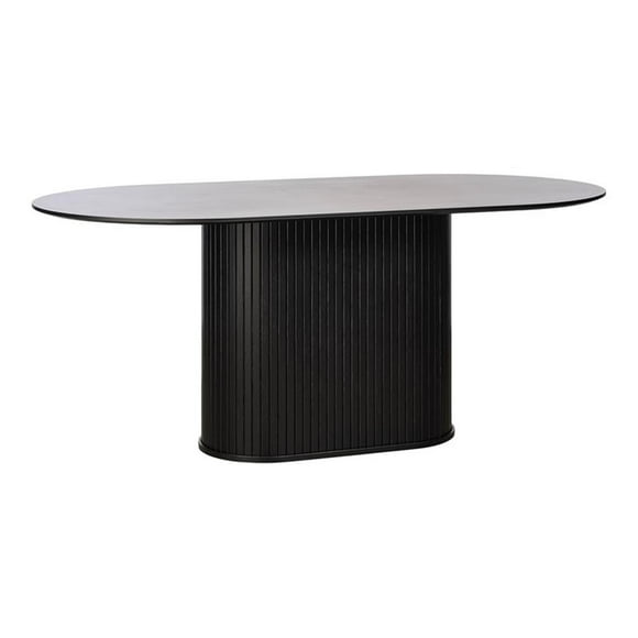 Unique Furniture Modern 71" Oval Dining Table in Black Oak