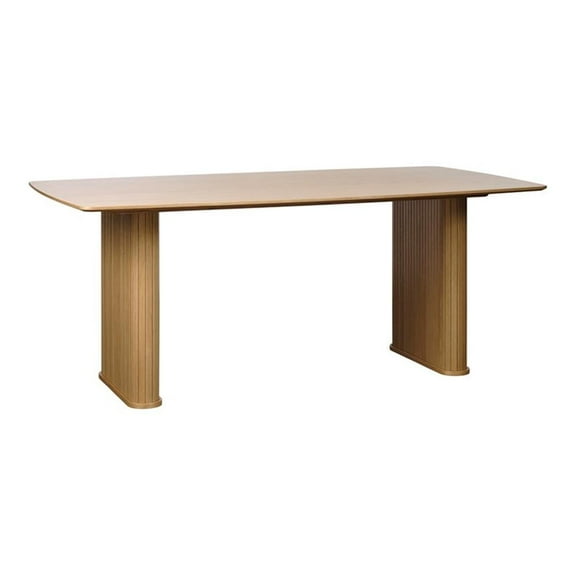 Unique Furniture Nola 75"W Oak Wood Rectangular Dining Table in Natural Oak