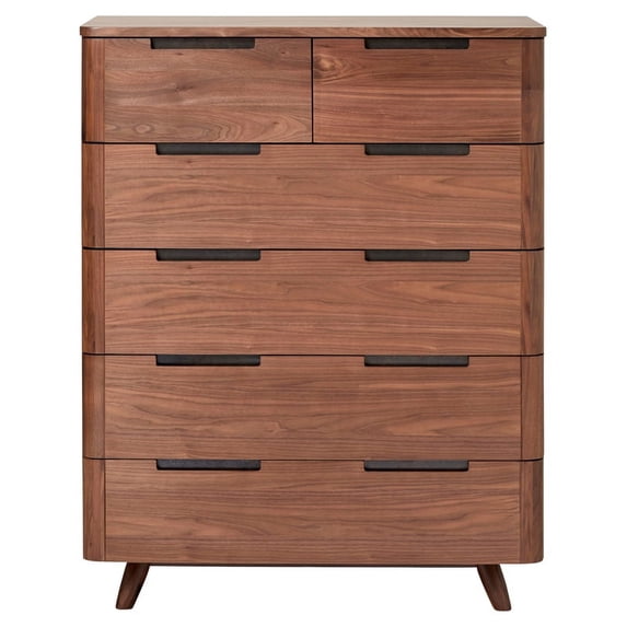 Unique Furniture Tahoe 6-Drawer Contemporary Wood Chest Dresser in Walnut