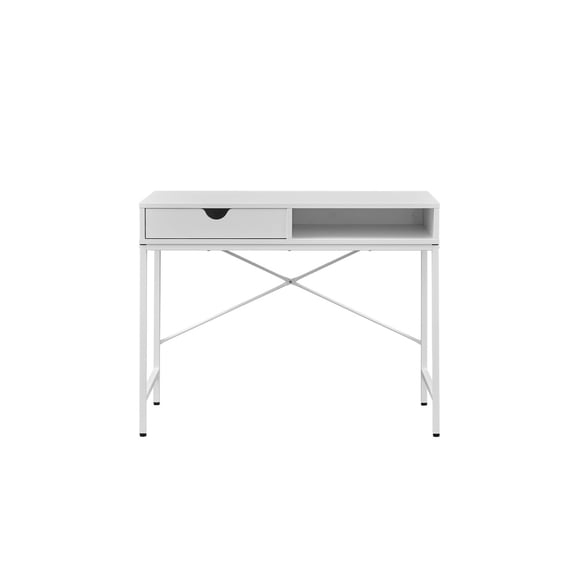 Unique Furniture 261 Contemporary Wood Rectangular Desk With Drawer in White