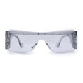 thumbnail image 1 of Unique Futuristic Avant Garde Half Rim Shield Rectangle Sunglasses Grey, 1 of 4