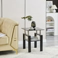 thumbnail image 1 of Unique Geometric Design Tempered Black Glass Sofa Table | Storage & Durable, 1 of 5