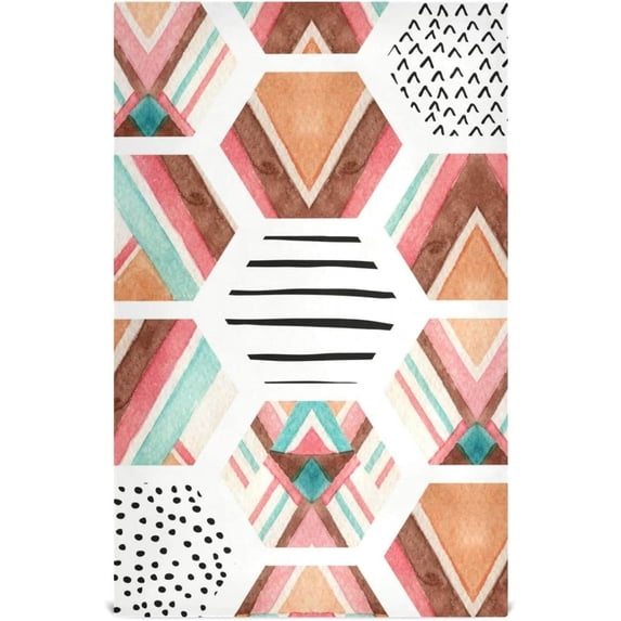 Unique Geometric Pattern Tea Towels 4 Pack Kitchen Dish Cloth with Hanging Loop, 18"x28" Lint-Free Absorbent Towel for Kitchen Drying Wiping and Cleaning
