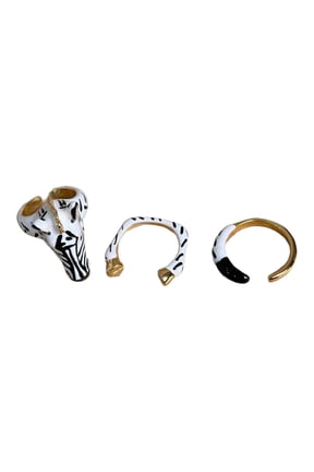 Unique Geometric Zebras Print Open Rings Contemporary Artistic Jewelry Statement Finger Accessories Perfect For Layering