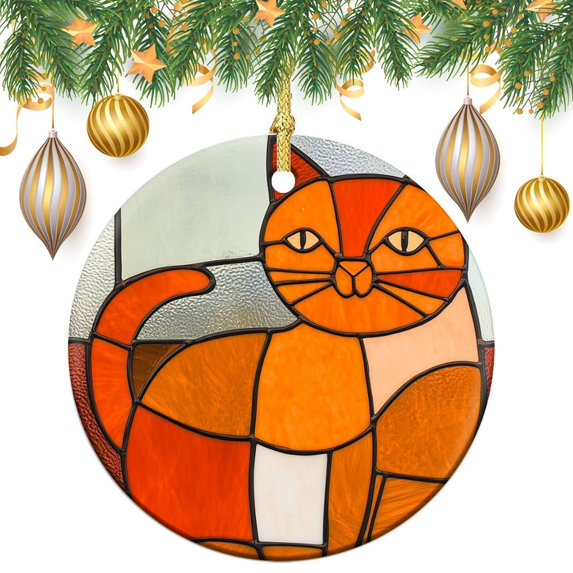 Unique Ginger Cat Gift Ceramics Ornaments Memorial Gifts for Cat Lovers Keepsake Ceramic Ornament Holiday Ornament for Home Christmas Tree Decor for Woman Friend Birthday