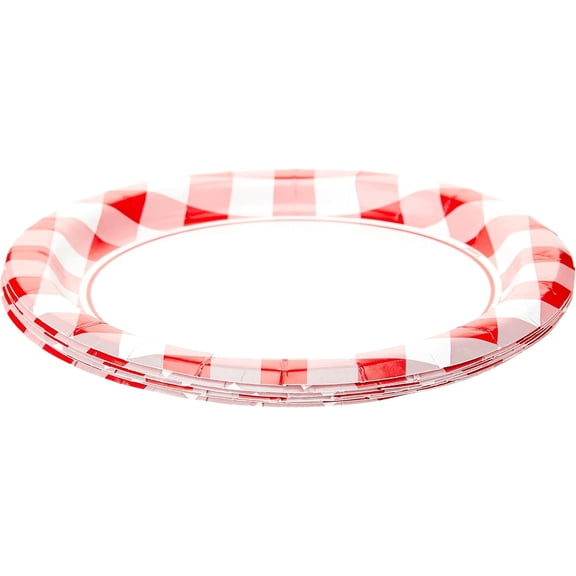 Unique Gingham 7" Plates 8pc Red