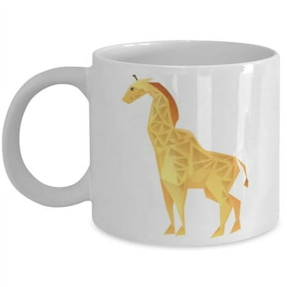 Giraffe 11 oz Coffee Mug - Geometric Design White Ceramic Gift