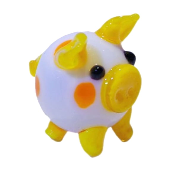 Unique Glass Piggy Miniature Sculpture Handcrafted Colorful Statue for Collectors and Children Desktop Display